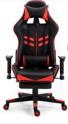 Gaming chair with footrest red