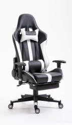 White gaming chair with footrest